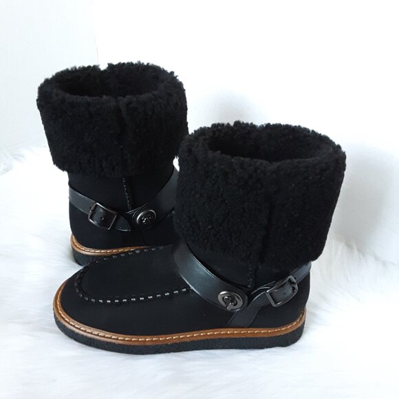 COACH Shearling Turnlock Women Harness Black Color Suede Boots size 5B - Picture 8 of 8